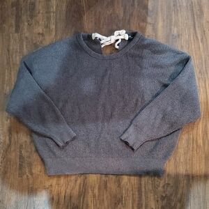 Charcoal Women's Sweater with Ribbon Accent